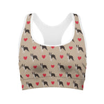 Boston Terrier Heart Pattern Print Women's Sports Bra