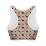 Boston Terrier Heart Pattern Print Women's Sports Bra