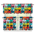Boston Terrier Puppy Faces Print 3 Piece Kitchen Curtains