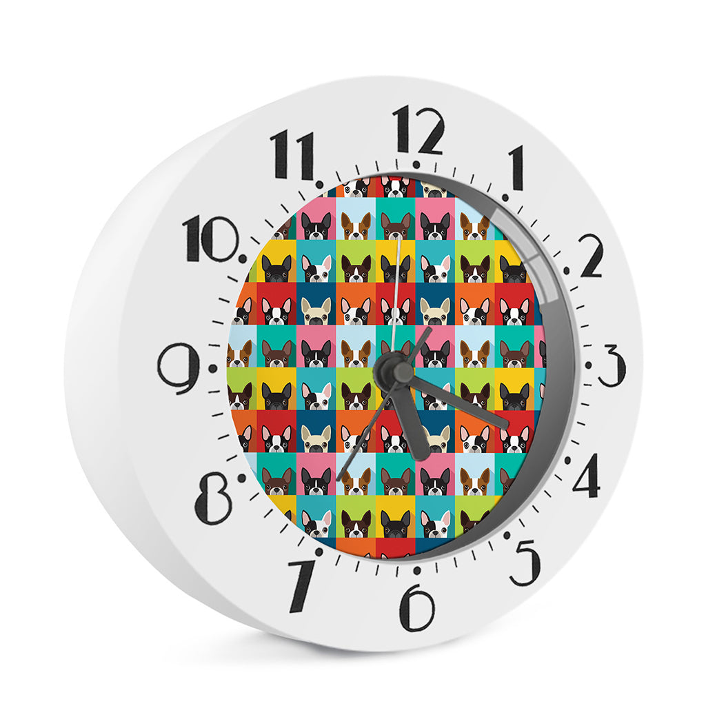 Boston Terrier Puppy Faces Print Alarm Clock