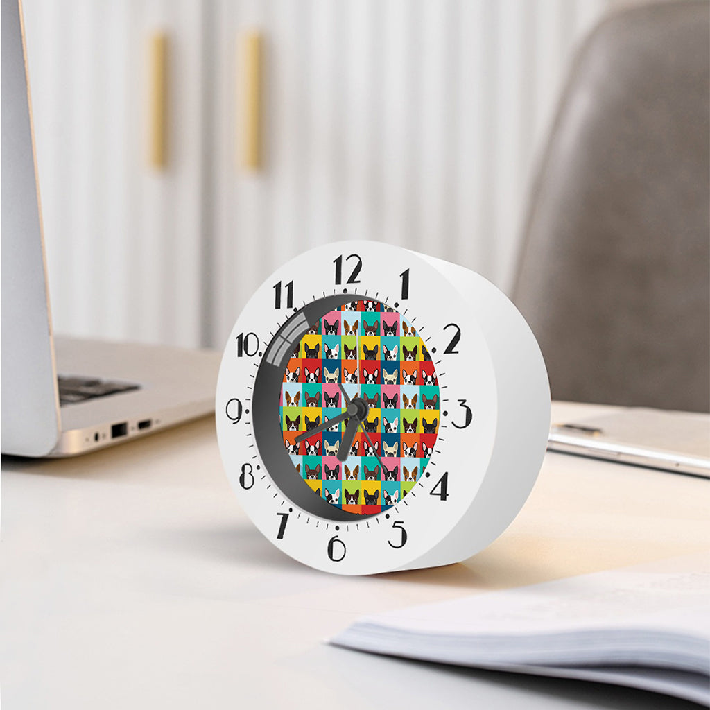 Boston Terrier Puppy Faces Print Alarm Clock