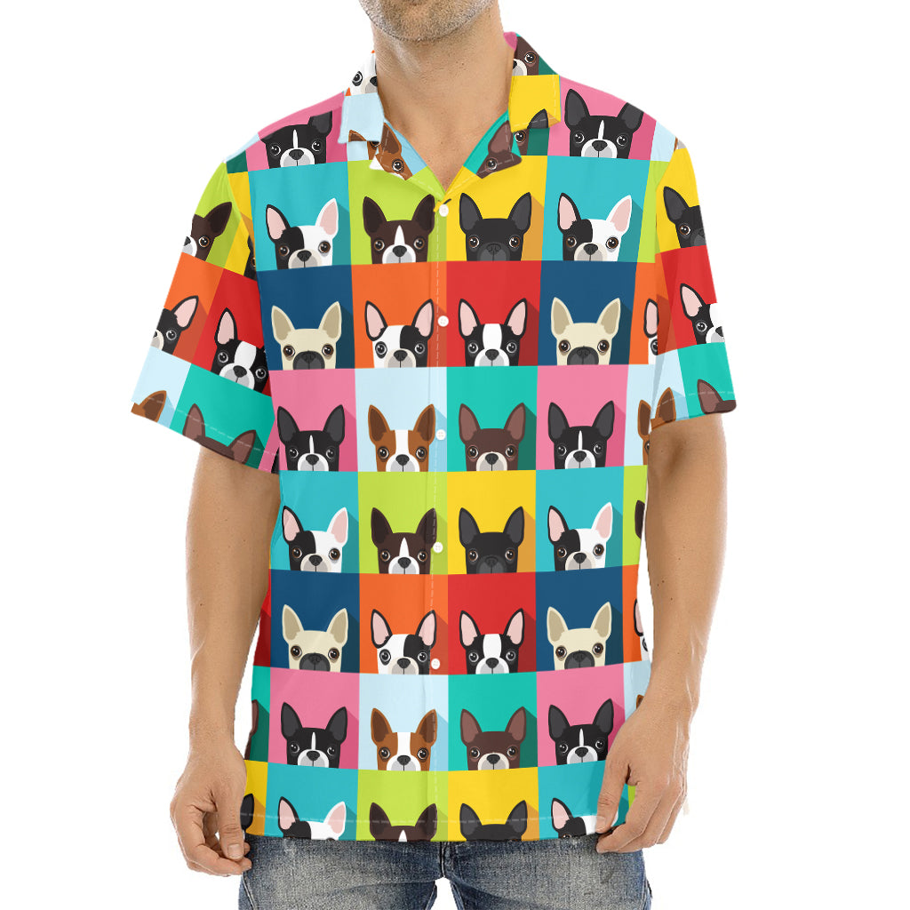 Boston Terrier Puppy Faces Print Aloha Shirt