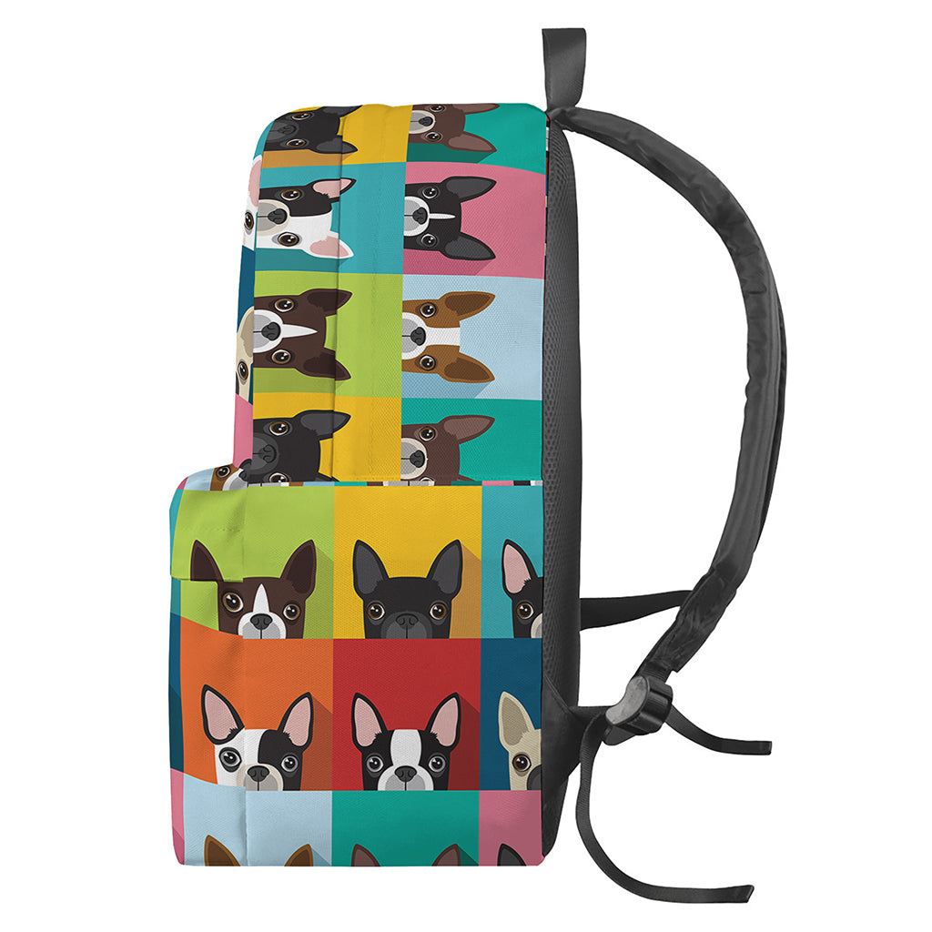 Boston Terrier Puppy Faces Print Backpack