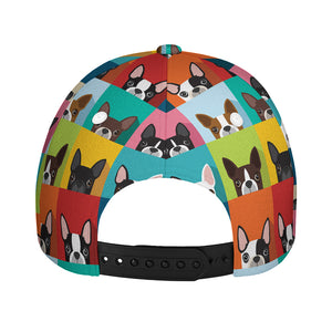 Boston Terrier Puppy Faces Print Baseball Cap