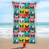 Boston Terrier Puppy Faces Print Beach Towel