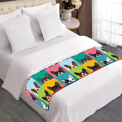 Boston Terrier Puppy Faces Print Bed Runner