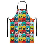 Boston Terrier Puppy Faces Print Bib Apron With Pocket