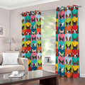 Boston Terrier Puppy Faces Print Dimout Grommet Curtains