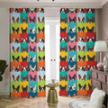 Boston Terrier Puppy Faces Print Dimout Pencil Pleat Curtains