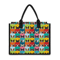 Boston Terrier Puppy Faces Print Canvas Tote Bag