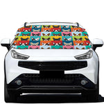 Boston Terrier Puppy Faces Print Car Windshield Snow Cover
