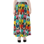 Boston Terrier Puppy Faces Print Chiffon Maxi Skirt