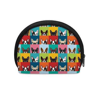 Boston Terrier Puppy Faces Print Coin Purse