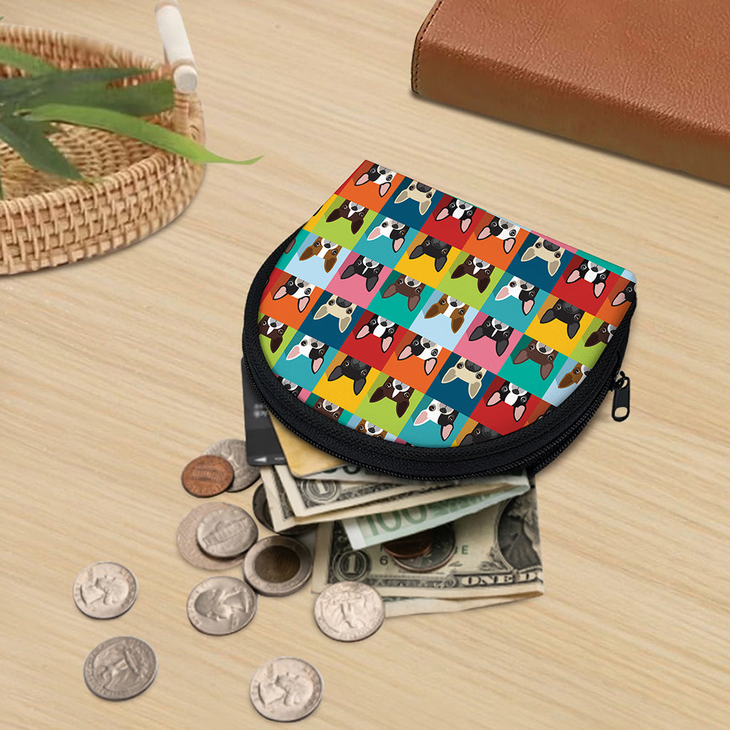 Boston Terrier Puppy Faces Print Coin Purse