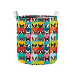 Boston Terrier Puppy Faces Print Collapsible Laundry Basket