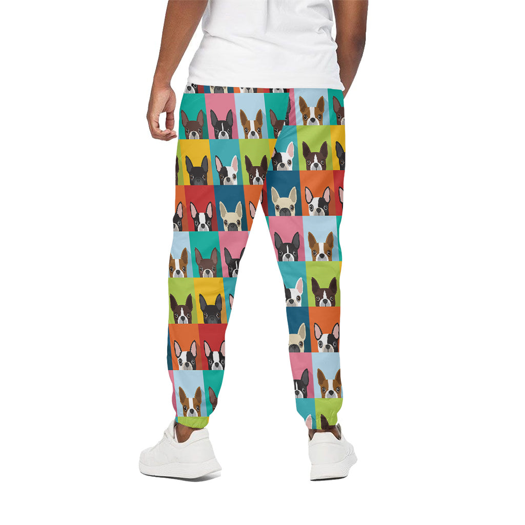 Boston Terrier Puppy Faces Print Cotton Pants