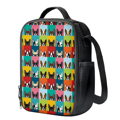 Boston Terrier Puppy Faces Print Crossbody Lunch Bag