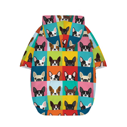 Boston Terrier Puppy Faces Print Dog Zip Up Hoodie