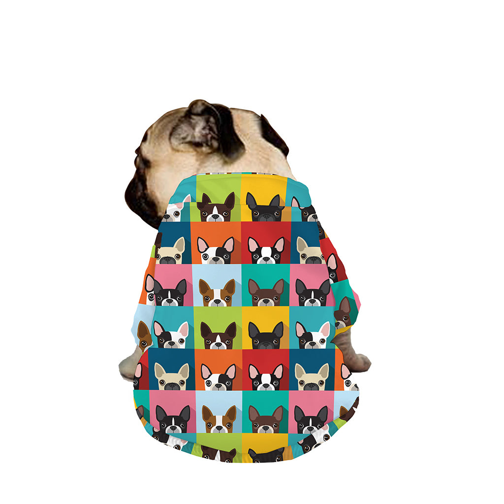 Boston Terrier Puppy Faces Print Dog Zip Up Jacket