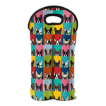 Boston Terrier Puppy Faces Print Double Neoprene Wine Tote