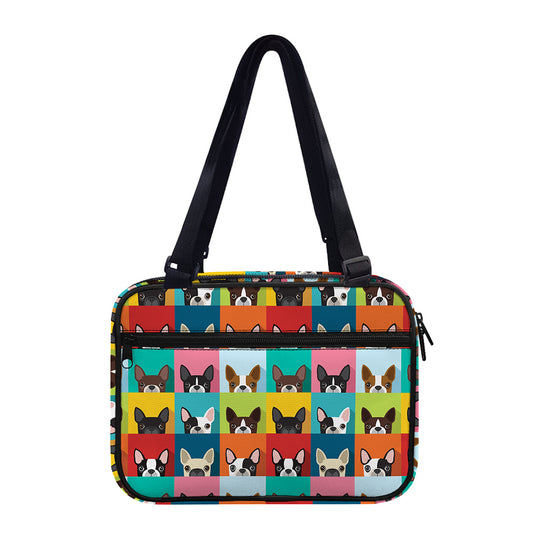 Boston Terrier Puppy Faces Print Double Strap Bible Bag