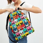 Boston Terrier Puppy Faces Print Drawstring Backpack