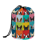 Boston Terrier Puppy Faces Print Drawstring Makeup Bag