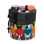 Boston Terrier Puppy Faces Print Drawstring Makeup Bag