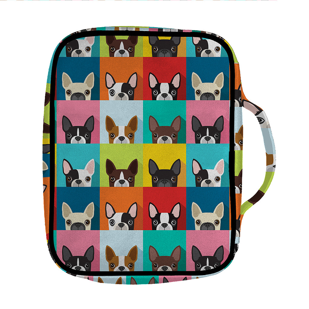 Boston Terrier Puppy Faces Print Front Pocket Bible Bag