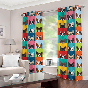 Boston Terrier Puppy Faces Print Grommet Curtains