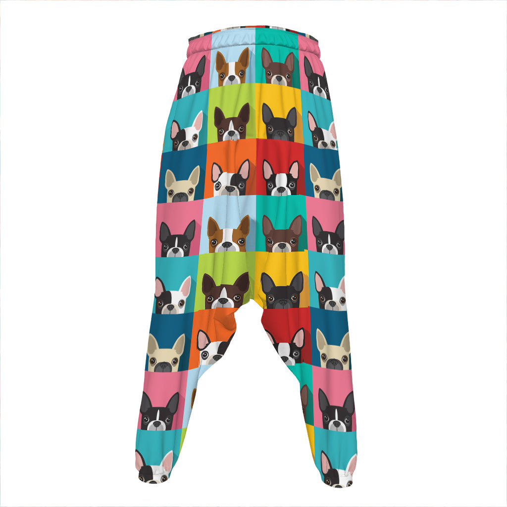 Boston Terrier Puppy Faces Print Hammer Pants