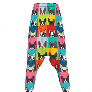 Boston Terrier Puppy Faces Print Hammer Pants