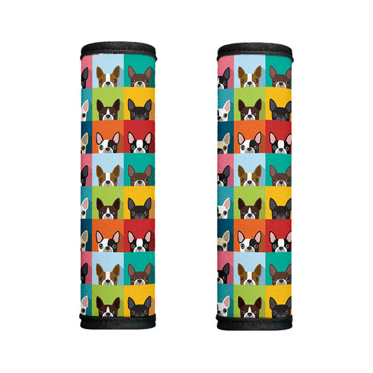 Boston Terrier Puppy Faces Print Handle Covers