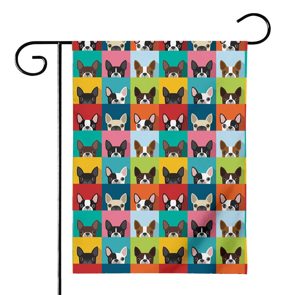 Boston Terrier Puppy Faces Print House Flag