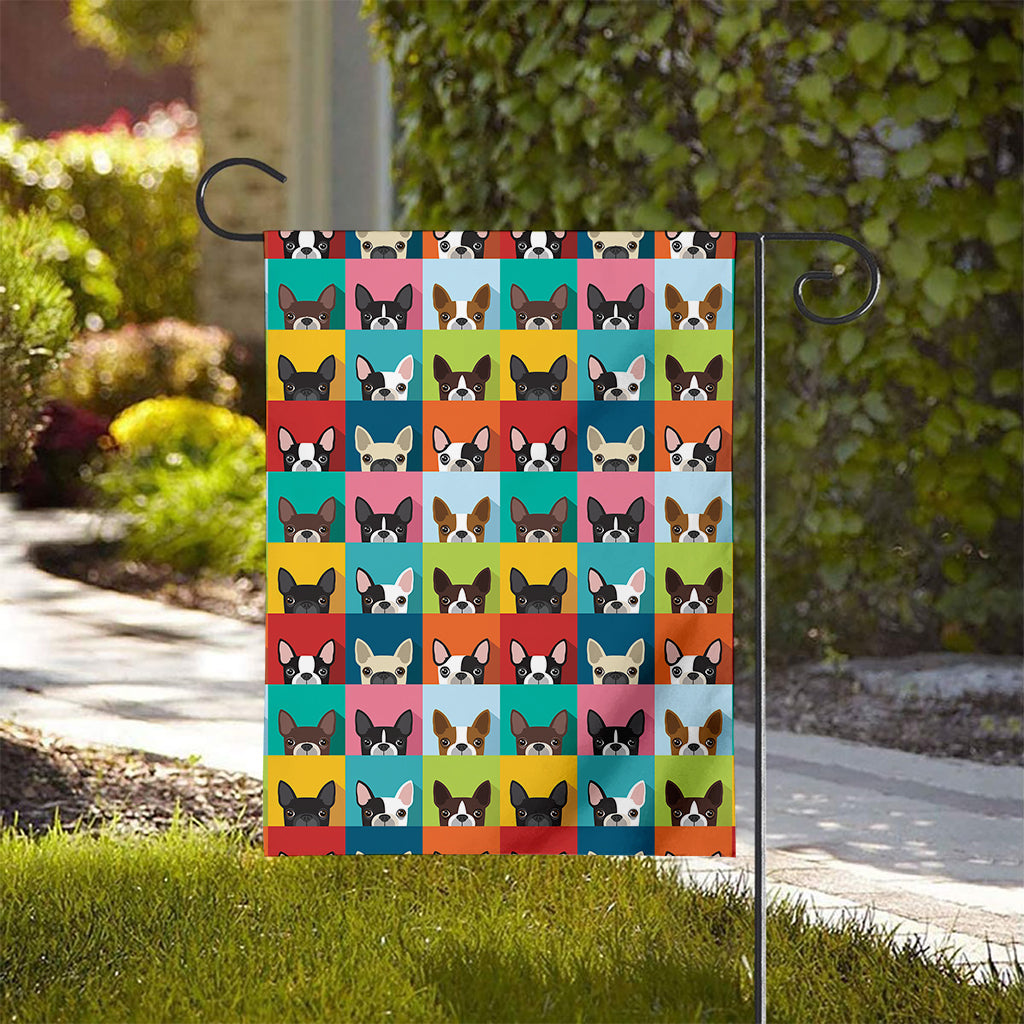 Boston Terrier Puppy Faces Print House Flag
