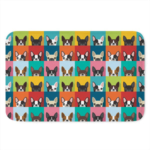 Boston Terrier Puppy Faces Print Indoor Door Mat