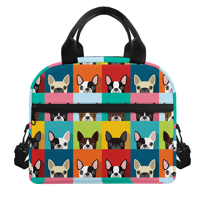 Boston Terrier Puppy Faces Print Insulated Lunch Bag