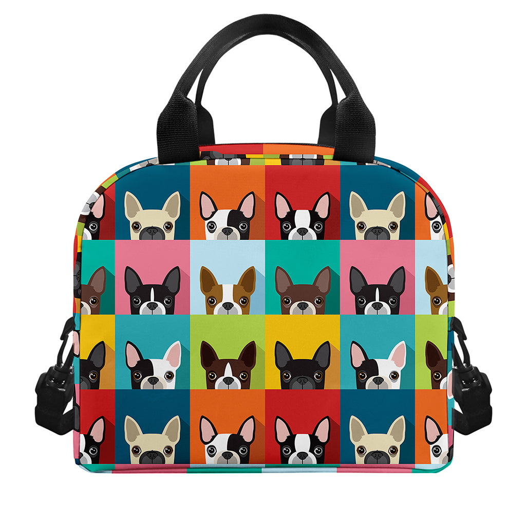 Boston Terrier Puppy Faces Print Insulated Lunch Bag
