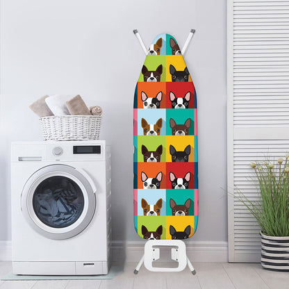 Boston Terrier Puppy Faces Print Ironing Board Cover