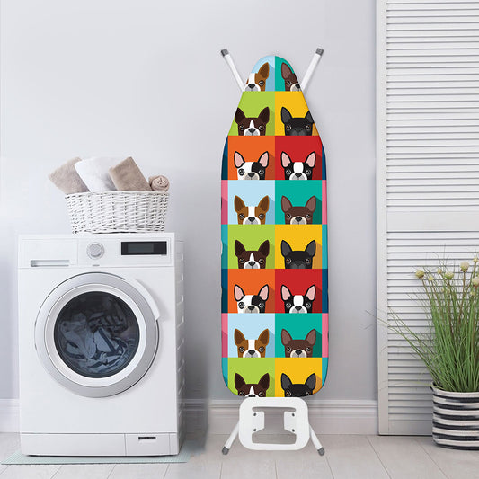 Boston Terrier Puppy Faces Print Ironing Board Cover