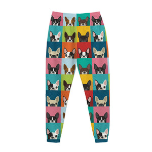 Boston Terrier Puppy Faces Print Jogger Pants