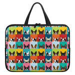 Boston Terrier Puppy Faces Print Laptop Sleeve With Handle