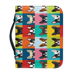 Boston Terrier Puppy Faces Print Leather Bible Cover