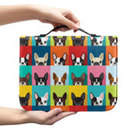 Boston Terrier Puppy Faces Print Leather Bible Cover