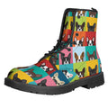 Boston Terrier Puppy Faces Print Lace-Up Boots