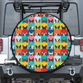 Boston Terrier Puppy Faces Print Leather Spare Tire Cover