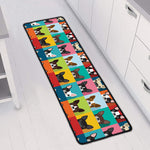 Boston Terrier Puppy Faces Print Long Kitchen Mat