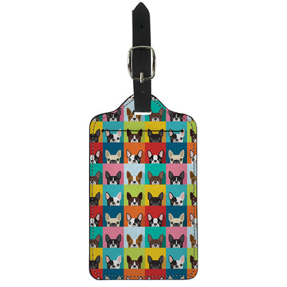 Boston Terrier Puppy Faces Print Luggage Tag