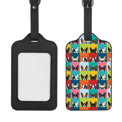 Boston Terrier Puppy Faces Print Luggage Tag