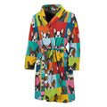 Boston Terrier Puppy Faces Print Men's Bathrobe